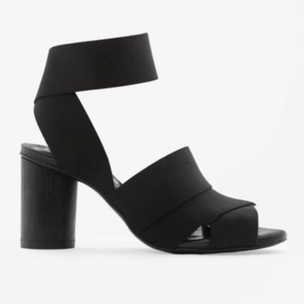 COS Black Elastic Strap Sandals Heels - Size 40
